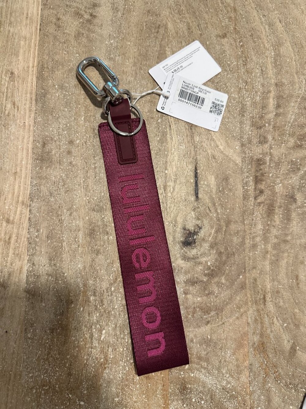 lululemon Never Lost Keychain Wineberry Sonic Pink NWT
